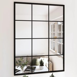 VidaXL Grid Wall Mirror Black