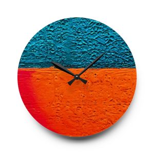 BLUE AND ORANGE Abstract Wall Clock Collectible By QueenNoble