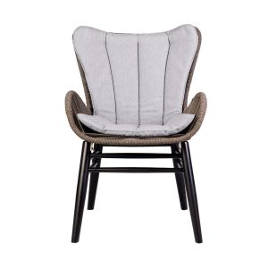 Fanny Outdoor Dining Chair in Dark Eucalyptus Wood and Truffle Rope
